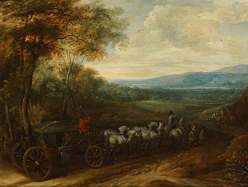  Carriage with Six Horses in a Landscape
