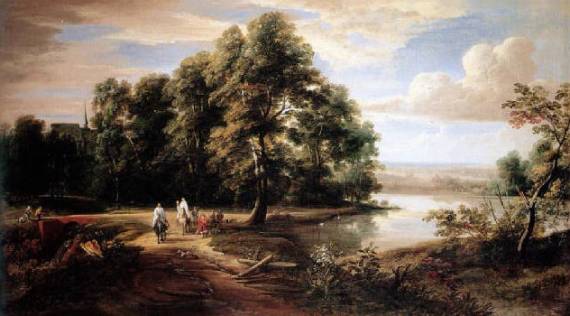 Wooded Landscape with Two Clergymen on Horseback