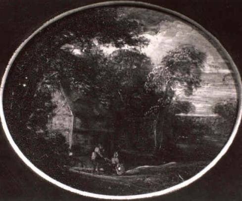 Wooded Landscape with a House and two Peasants