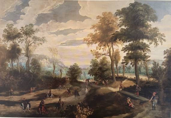Travelers and a Convoy in a Landscape