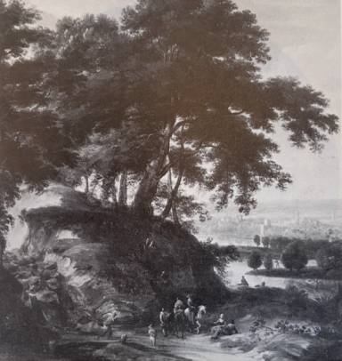 A Glade with Horsemen and Travellers