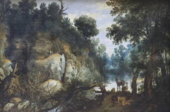River Landscape with Animals and Saint Onofre