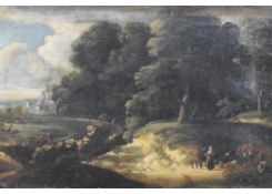 Work 5048: Riders Halt Near a Village