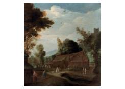 Work 5050: Village Near an Undergrowth And Characters on the Way