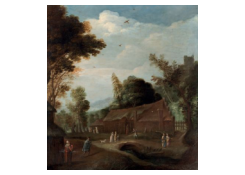 Work 5050: Village Near an Undergrowth And Characters on the Way