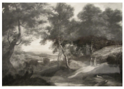 Work 5067: Sportsmen on a Path in a Forest, a River Valley Beyond