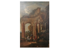Work 5268: The Holy Family in a Ruined Temple with Angels