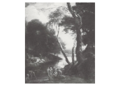 Work 6760: River Landscape with Classical Figures Bathing