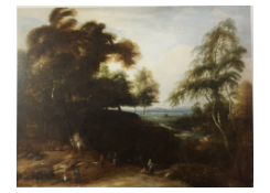 Work 994: A Wooded Landscape with Figures and Dogs in a Clearing